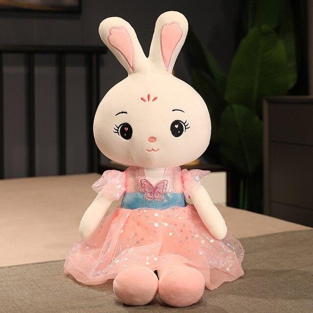 Kawaii Beautiful Rabbit Girl Plush Toys Lovely Rabbit with Fairy Dress Plushie Dolls Stuffed Soft Toy for Children Baby