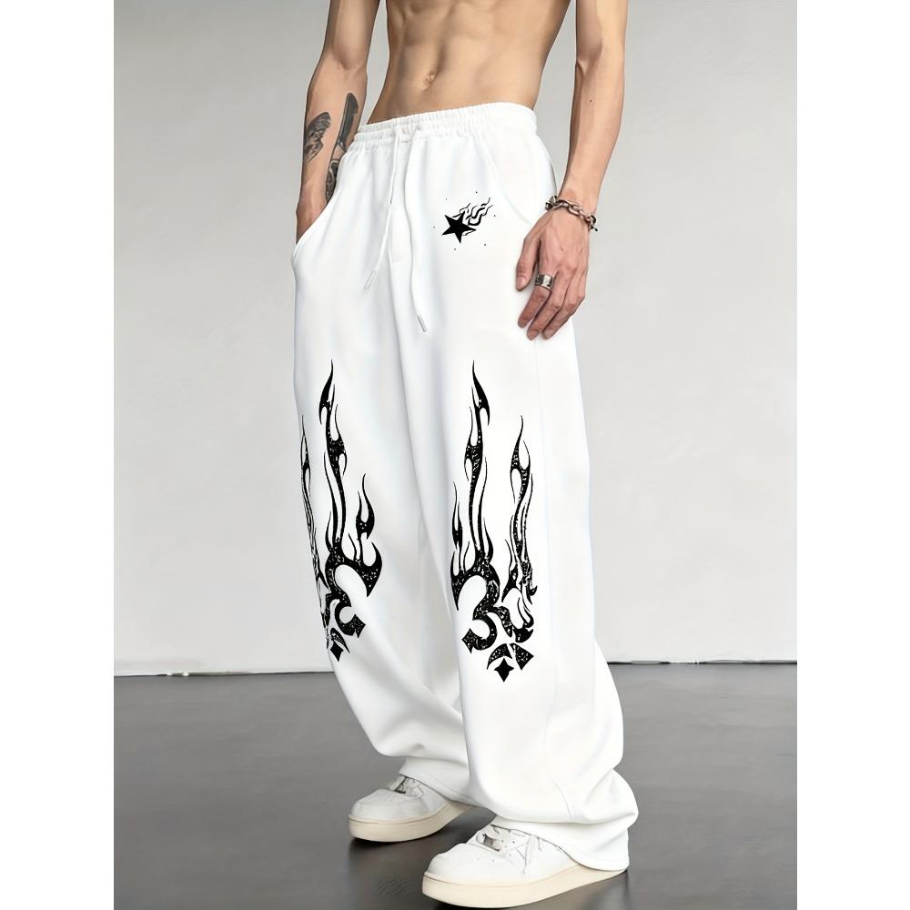 Men s Solid Color Drawstring Loose Casual Sports Pants, Suitable for Outdoor Activities in Spring and Autumn Seasons S