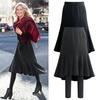 Winter Culottes Elastic High Waist Solid Color Versatile Skirt Leggings Combo Solid Color Thickened Warm Skirt Leggings