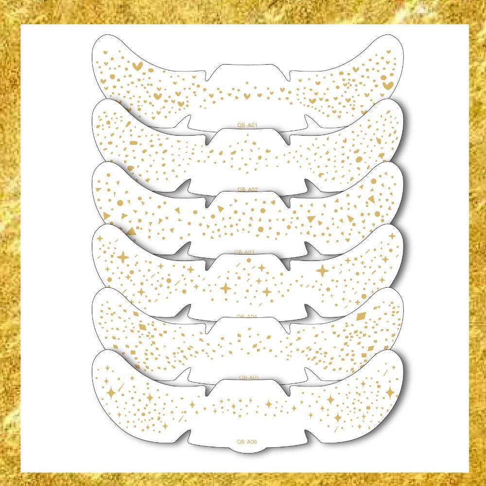 6pcs Waterproof Temporary Tattoo Glitter Makeup Patches Hot Stamping Face Makeup Disposable Use