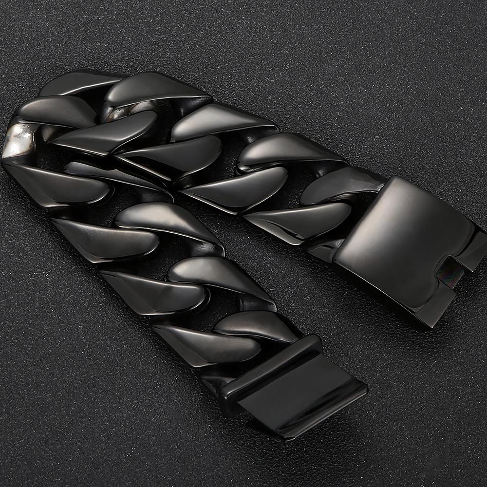 Black 31MM Chunky Cuban Link Chain Bracelet for Men Heavy Stainless Steel Men's Bracelets Birthday Gifts for Dad Husband Massive