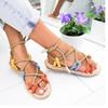 Women's Casual Flat Hemp Rope Lace-up Color Matching Large Size Roman Sandals
