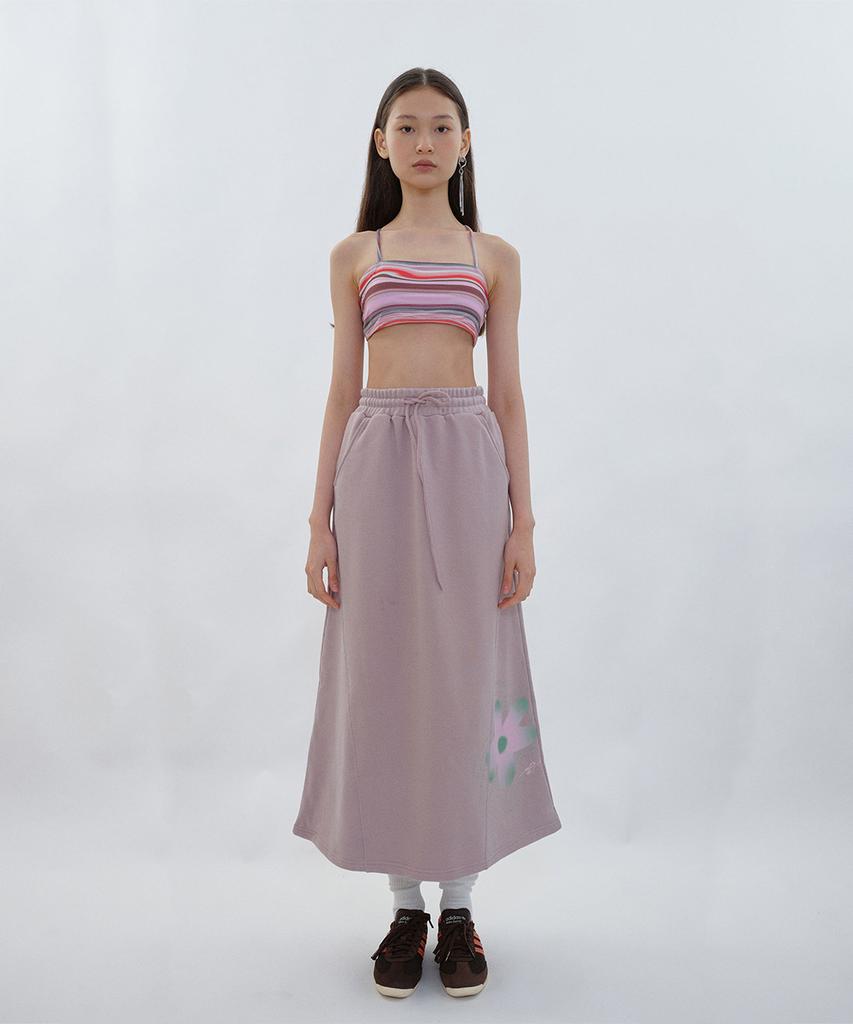PISCESS Flower A-Line Long Skirt_Ash Purple