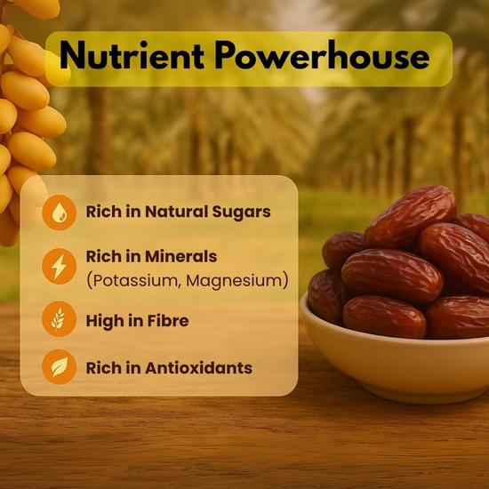 Earthen Story Jumbo Medjool Dates 500g | No Added Sugar or Preservatives | Rich in Fiber & Potassium | Natural, Soft Khajoor | Glueten free Khajur