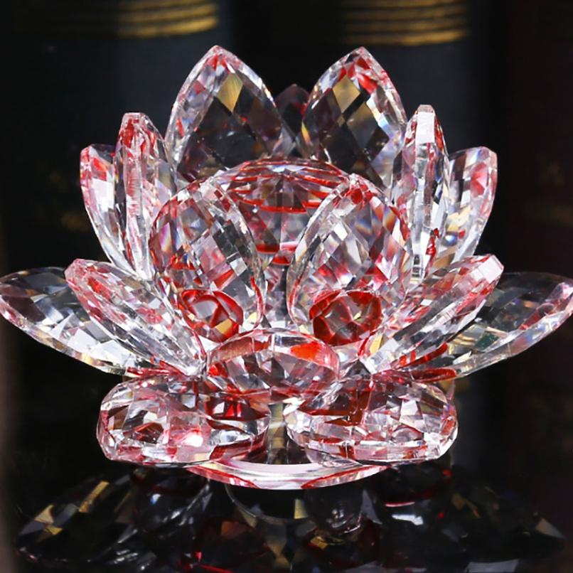 1pc Handcrafted Crystal Lotus Ornament For Home Decor And Desk Cabinet Decoration