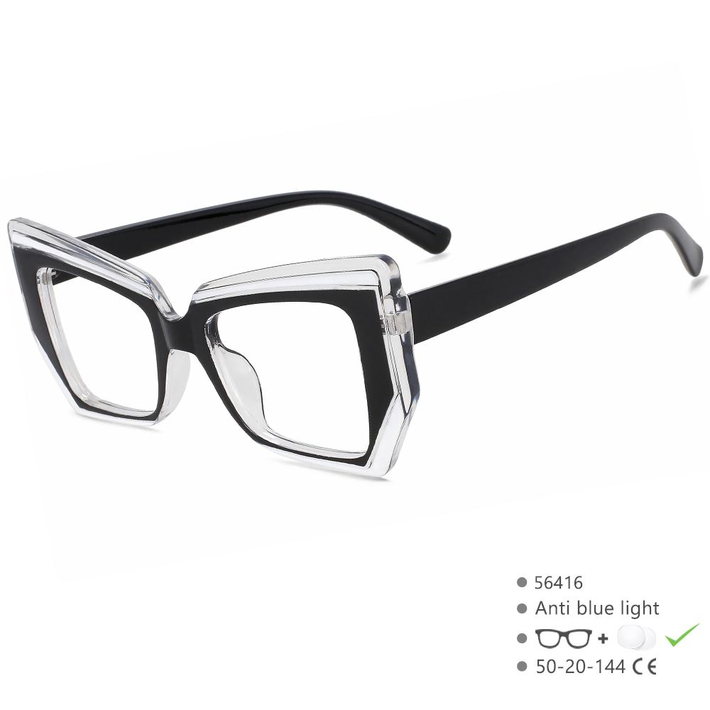 56416 Women Luxury Designer Color Stitching Eyeglasses for Ladies Anti Blue Light Blocking Glasses Frame Optical Frame