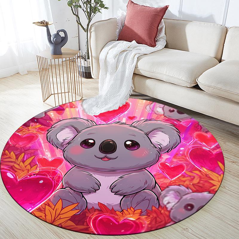 

Pink Koala pattern round rug,Carpet Rug for Living Room Bedroom Playroom ,Non-slip Floor Mat,Holiday Gifts and Birthday Gifts. 80cmx80cm