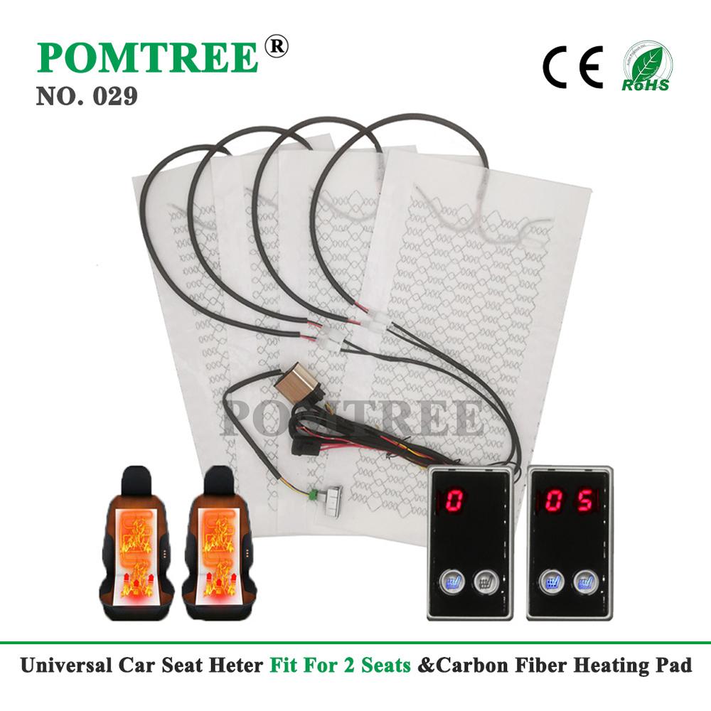 

Car Seat Heater Universal 12V Carbon Fiber Heat Pads Set Dual Control System 5 Levels Digital Display Switch With Harness Kit Fit for 2 Seat Kit