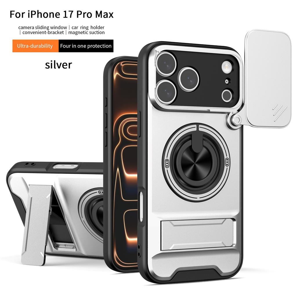 The new model is suitable for anti-fingerprint Apple 17 mobile phone case, ring magnetic suction 16pro window push bracket, mobile phone protective