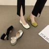 Summer skirt square head shallow mouth single shoes French thick heel bag head sandals fairy shoes new