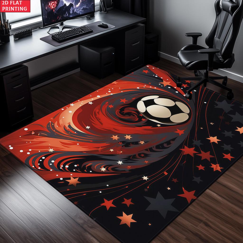Soccer Star Swirl  Large Room Carpet Non Slip Cartoon Kids Bedroom Living Room Floor Mat Home Decor Children's Play Carpet
