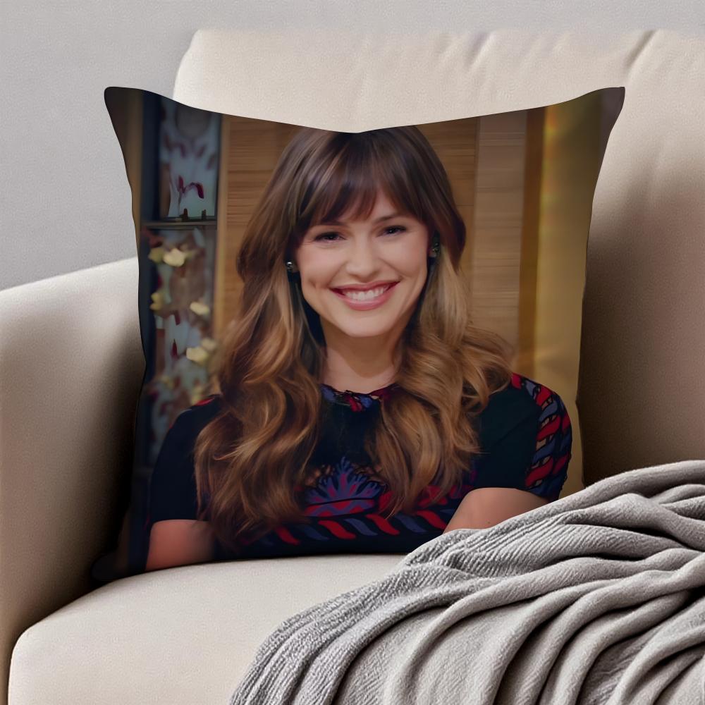 JJennifer Garner Cushion Cover Pillowcase Antidustmite Invisible Zipper Short Plush Sofa Cushion