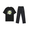 Li-Ning Comfortable Cotton Short Sleeve Quick Dry Pants Casual Sports Suit Men suit Black AHSUA05-2+AYKU703-1