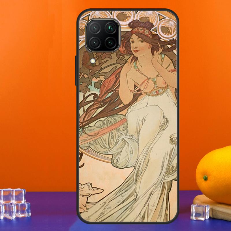 Vintage Alphonse Mucha Art For Huawei Nova 12s 12i 11i 8i 9 10 SE Y91 Y90 Y60 Y70 Y72 Y61 P20 P40 Lite P30 P60 Pro Case