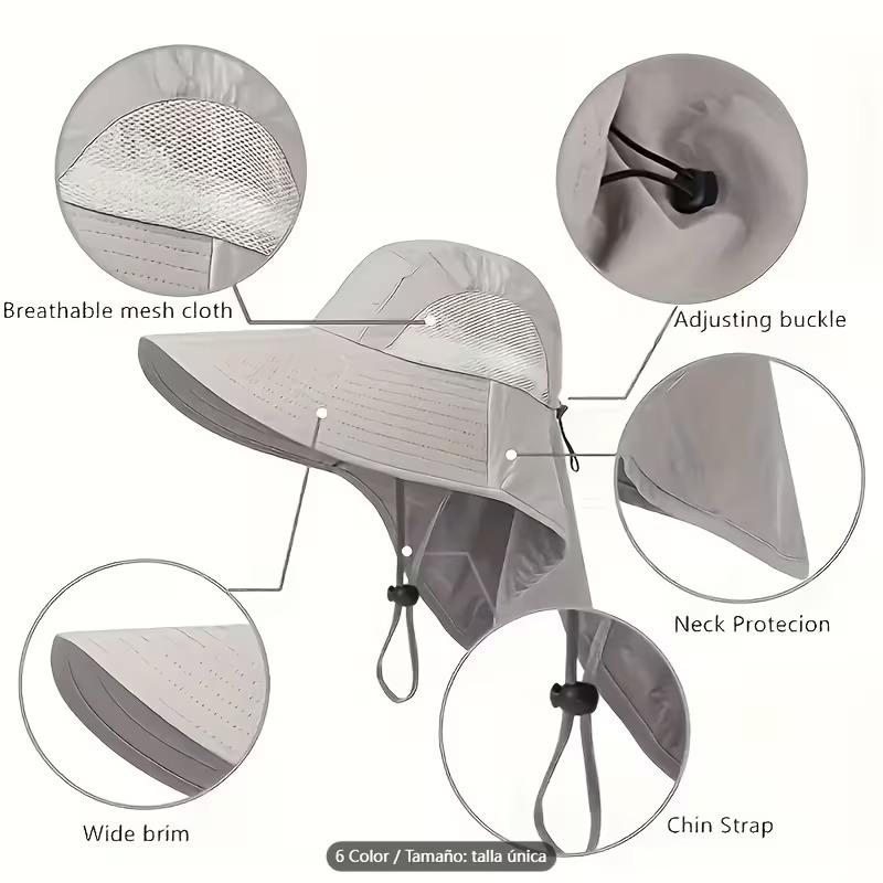 Unisex Waterproof Bucket Hat Wide Brim Sun Protection Cap with Neck Cover for Hiking Fishing Cycling Outdoor Summer Accessories