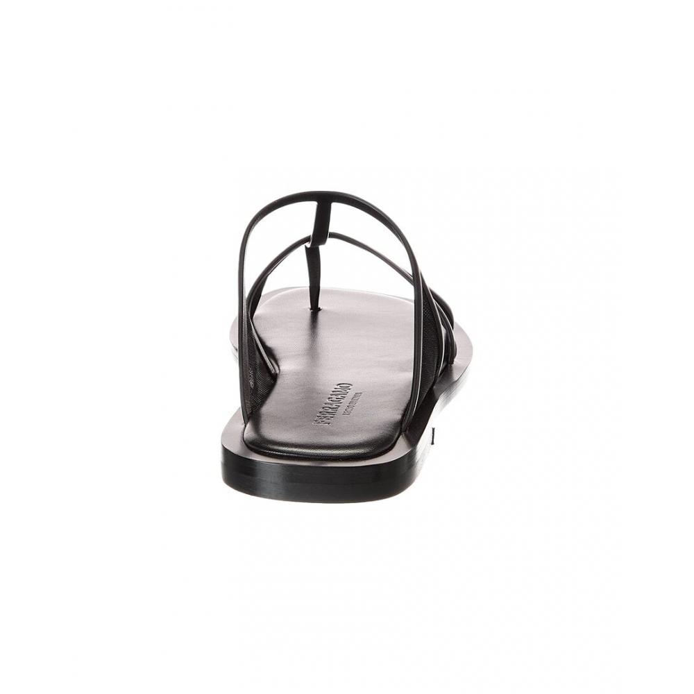 Salvatore Ferragamo Ferragamo Gioventu Leather Sandal Black