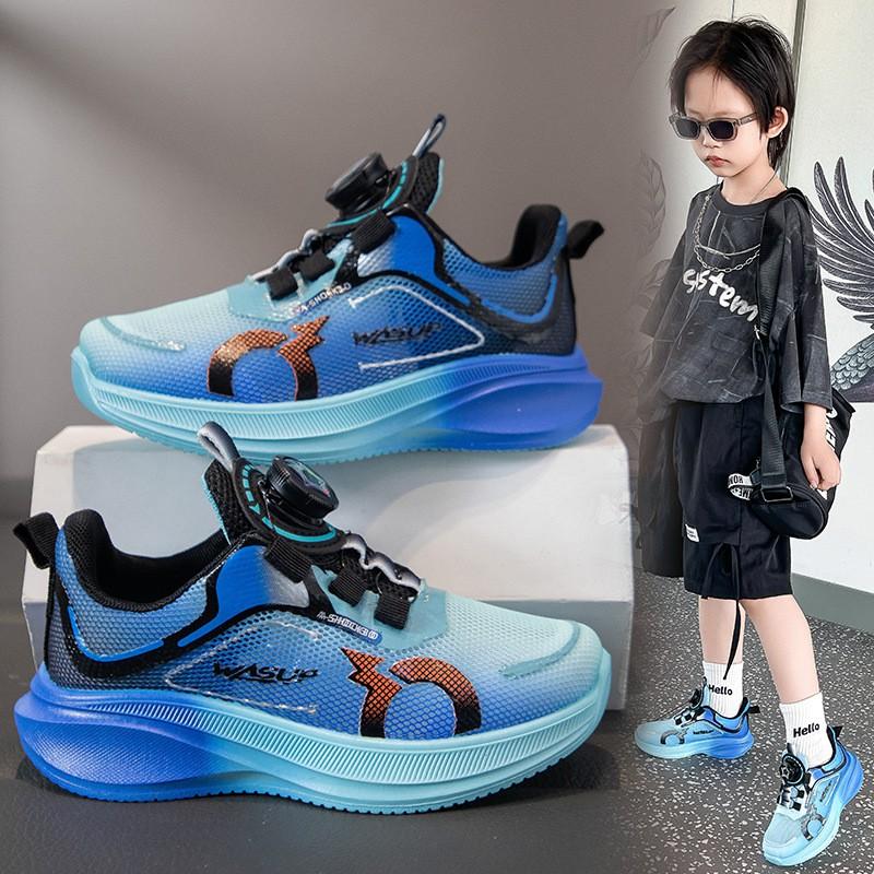 Youth style shoes Kids Rotating Buckle Sneakers Lightweight Breathable Mesh Running Shoes Boys Outdoor Fall Casual Wear