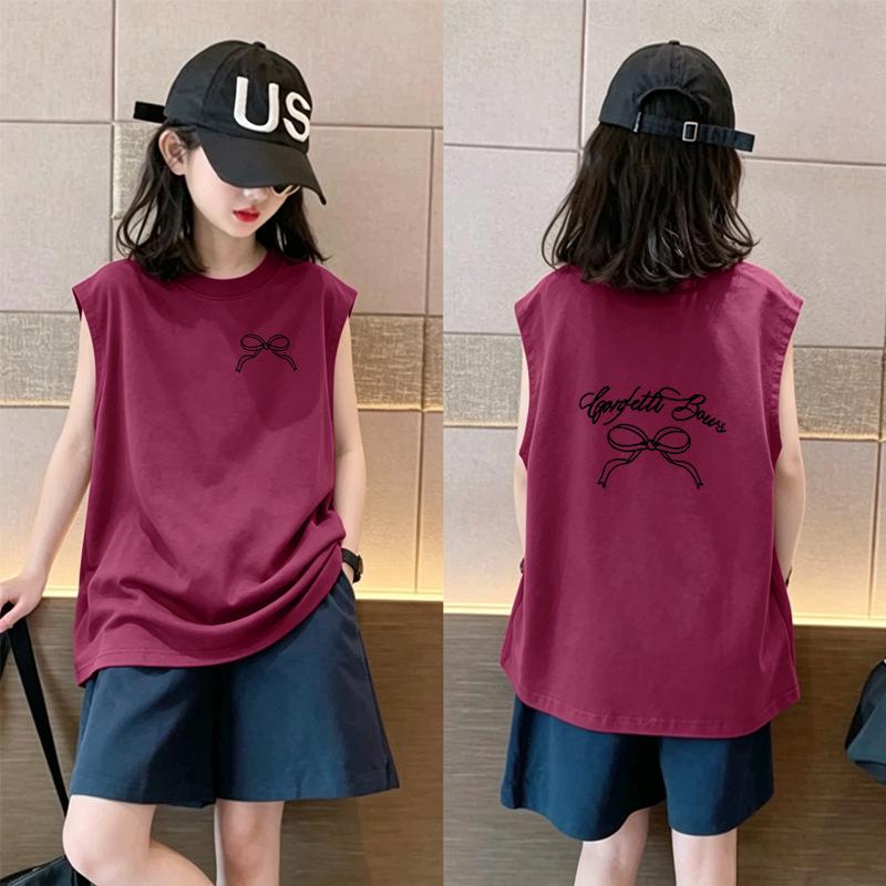 2026 Summer Collection: Stylish Pure Cotton Sleeveless Vest for Medium and Older Girls