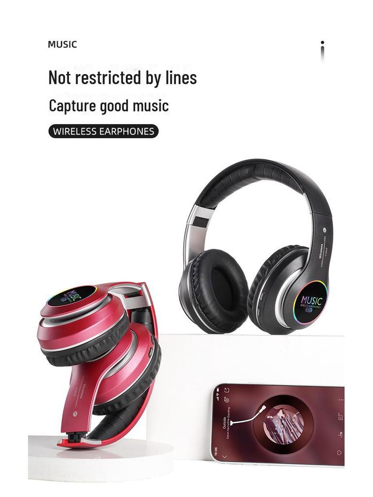 VJ033 LED Wireless Bluetooth 5.0 Sports Headphones - New Head-Mounted Model