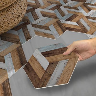 5/10Pcs Hexagon Colorful Splicing Wood Floor PVC Foam Board Stickers Self-Adhesive Anti Slip Matt Flooring Decals