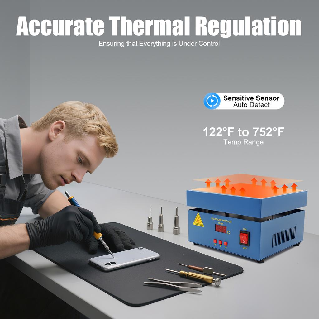 800W Electronic Soldering Hot Plate Preheat Soldering Station Welder Hot Plate LCD Display 20x20cm