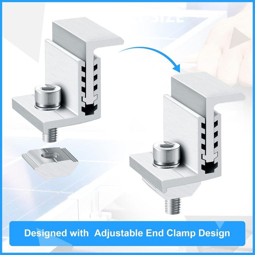 4Pcs Adjustable Solar Panel Mounting Z Brackets Solar Rail End Clamps Solar System Accessories