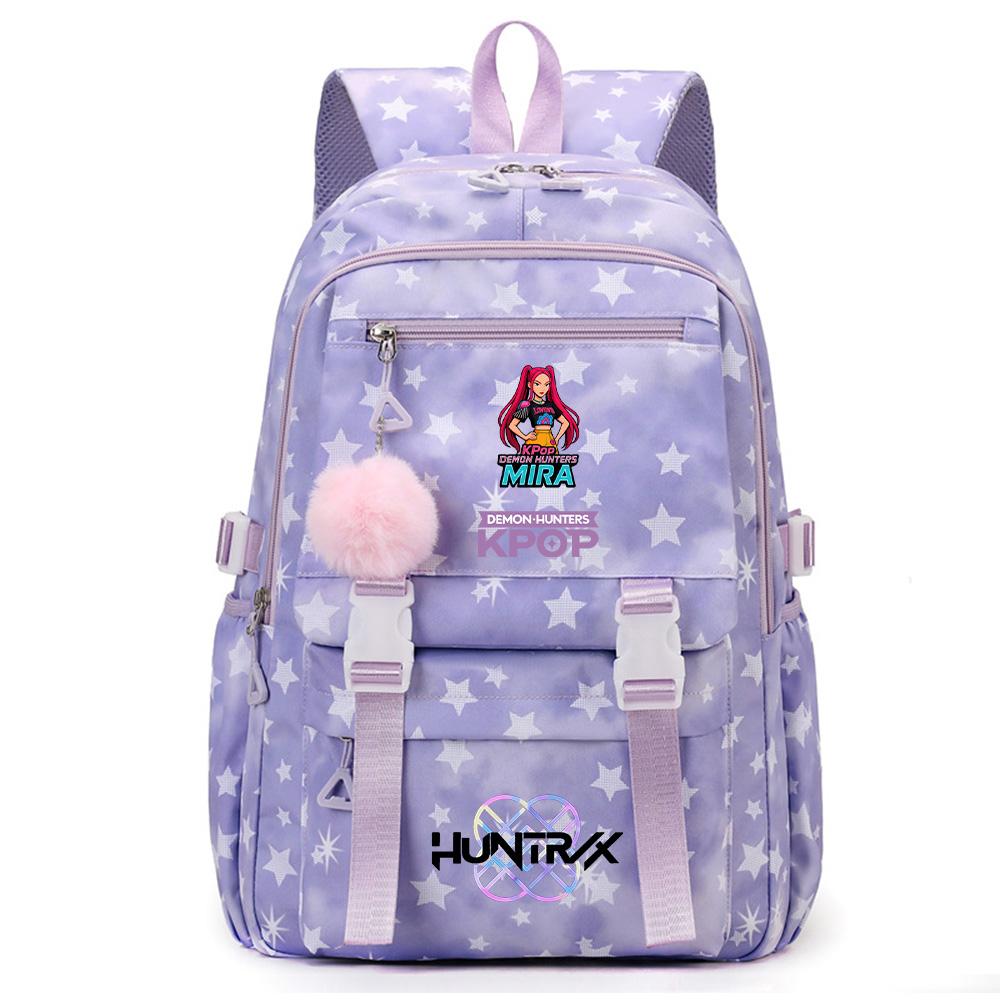 Cute Anime K-Pop Demon Hunters Printed Backpack for Teenager Student Girl Boy Bookbag Schoolbag Large Capacity Waterproof Travel Bag Gift Rucksak