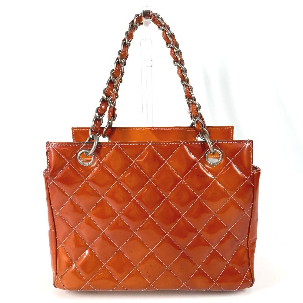 CHANEL Quilted Matelasse CC logo Handbag Tote Bag Shoulder Bag enamel pink