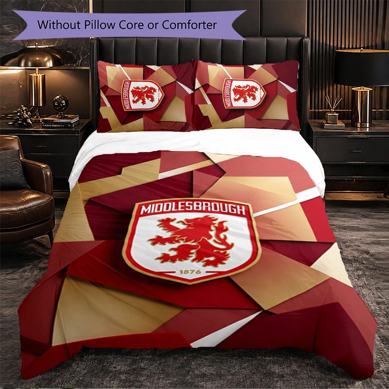 Middlesbrough FC Themed Bedding 3Pcs Duvet Cover Set Decorative Bed Linen For Teen Room Home Decoration