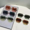 Oversized Rimless Sunglasses Men Fashion Gradient Multi-color Shades Women Trendy Luxury Brand Design Decor Sun Glasses