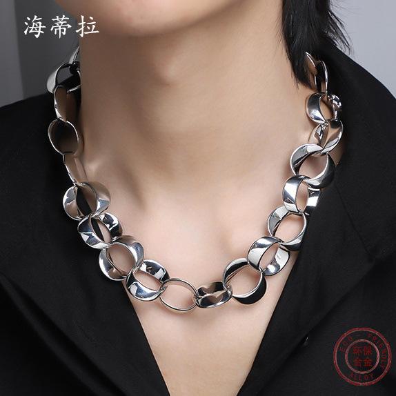 Irregular geometric hollow necklace, punk ring single-layer men's and women's versatile collarbone necklace