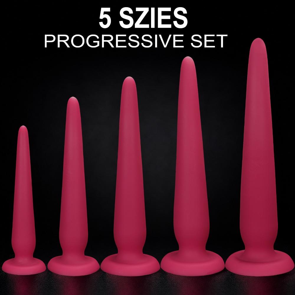 Large Silicone Anal Plug Set, Extra Long Deep Anal Trainer for Beginners to Advanced, Body Safe Sex Toys for Men Women Couples Play