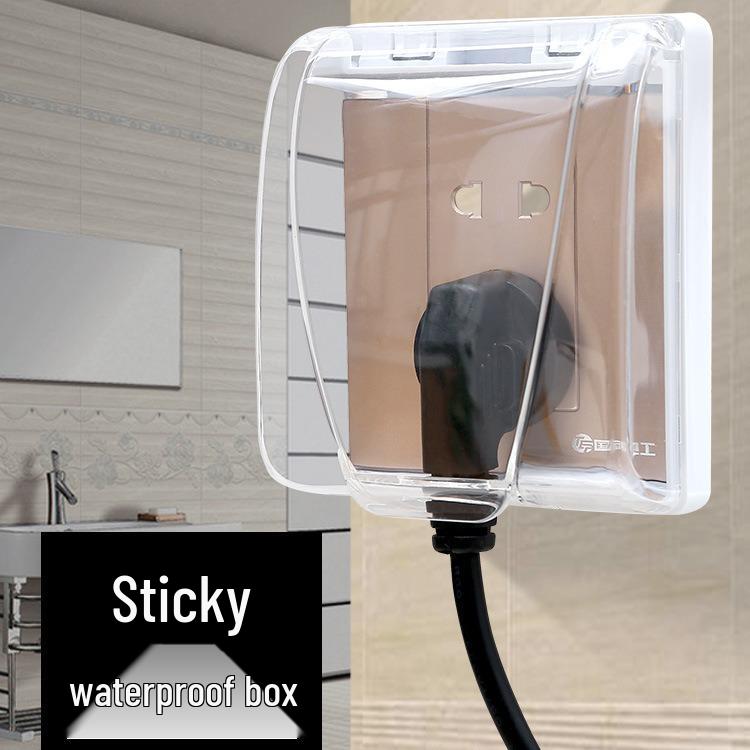 86 Type Waterproof Bathroom Socket Cover - Adhesive Splashproof Protective Box