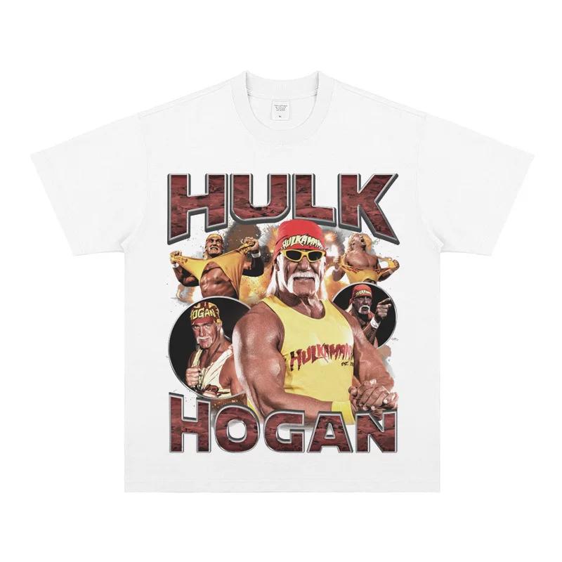 Hulk Hogan Retro Wrestling T-Shirt Y2K Vintage Graphic Top Casual Punk Streetwear Fashion Athletic Tee for Nostalgic Fans Skate