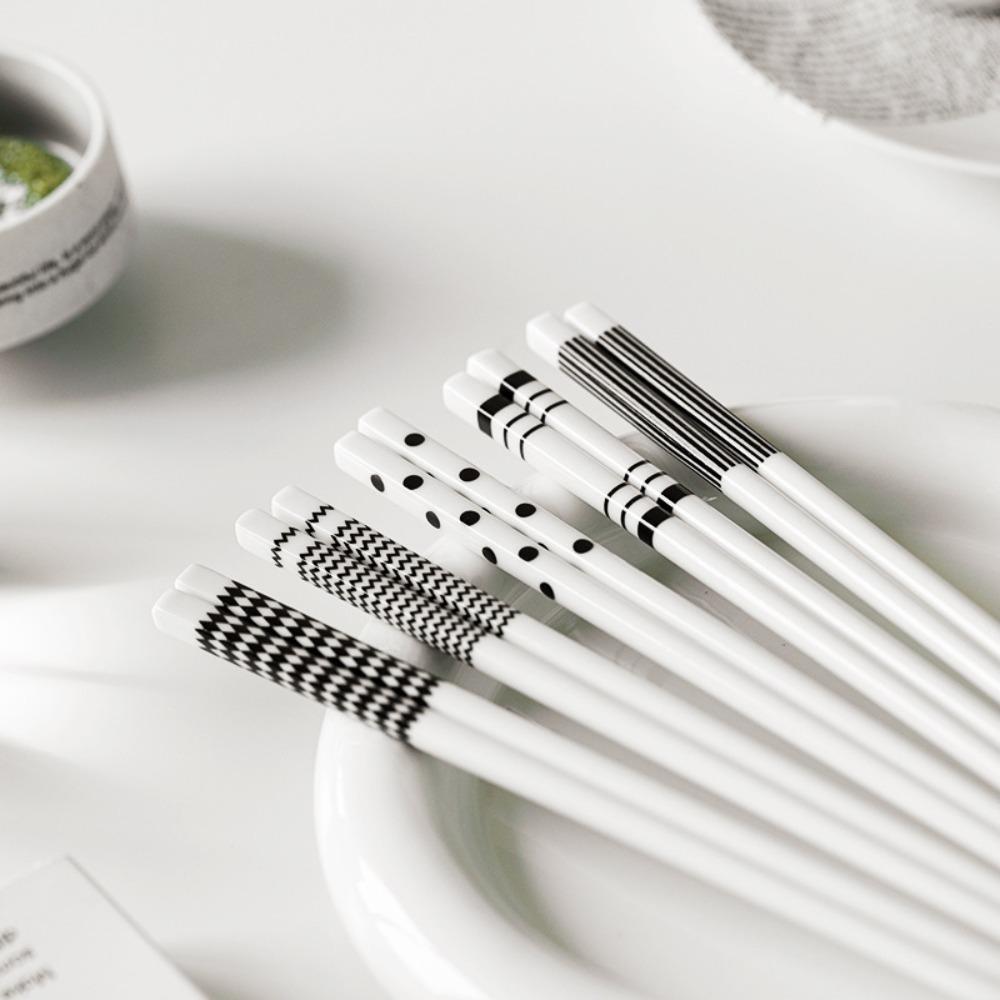 5 Pair Geometric Patterns Sushi Chopsticks Anti-scalding Chinese Chopsticks  Housewarming Gift