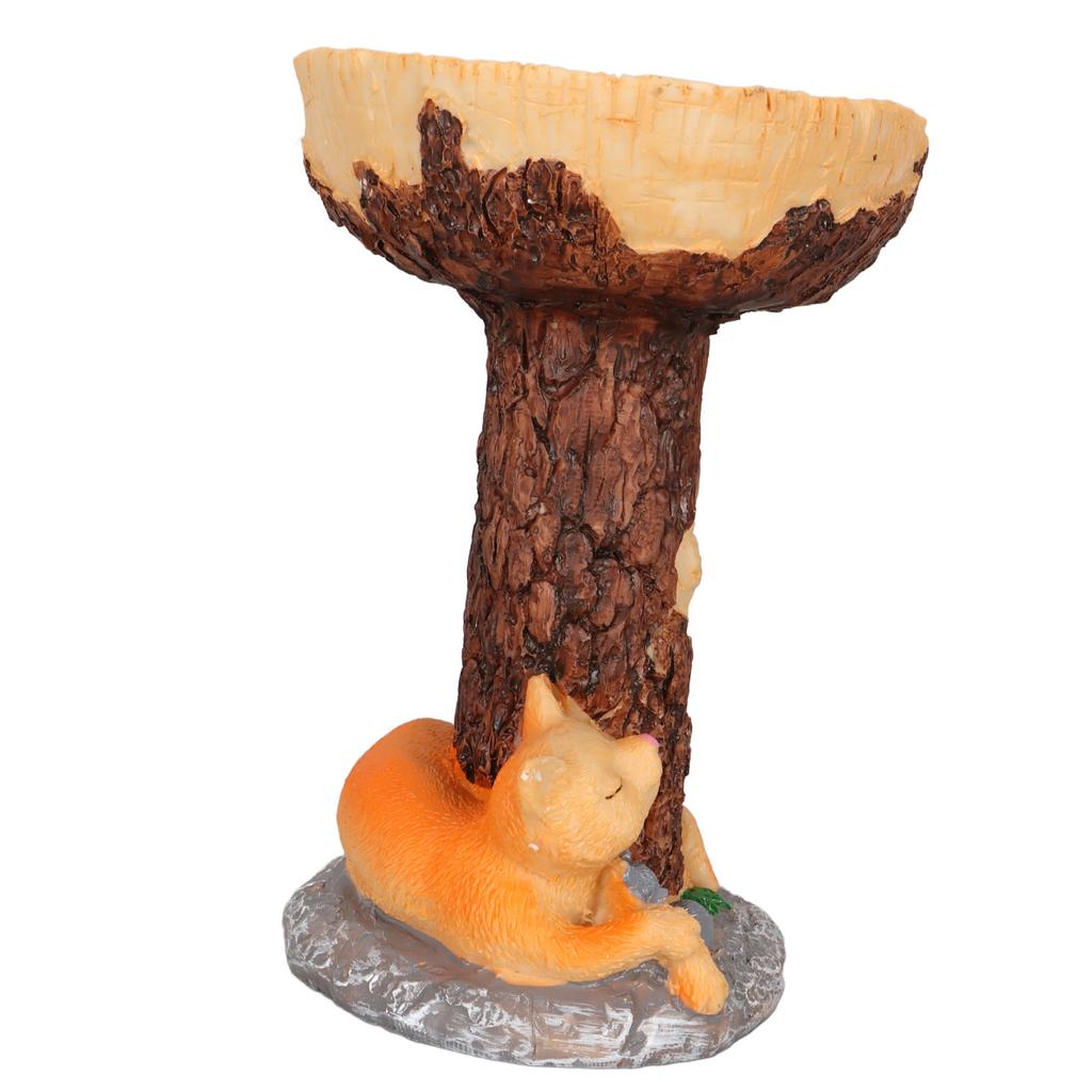 Cat Bird Bath Statue Durable Resin Bird Bath Bowl Exquisite Decorative Bird Feeding Statue for Courtyard Balcony