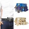 Popular Rhinestones Studded Skull Buckle Belt for Adult Sequined Belt All Matching Western Belt Glittering Belt for Daily