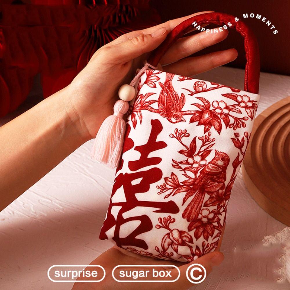 Korean Style Wrist Hand Bag Butterfly Orchid Flower Pendant Wedding Candy Bag New Year