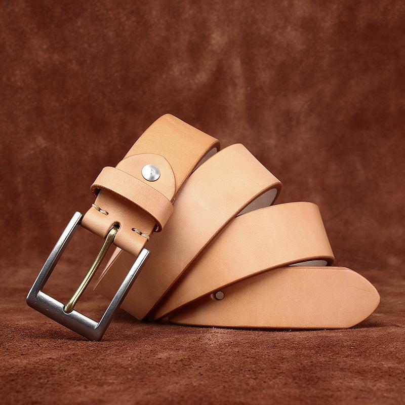

Ремень из коровьей кожи в стиле ретро с утолщенным первым слоем и пряжкой из нержавеющей стали для мужчин, простой повседневный мужской ремень 130cm