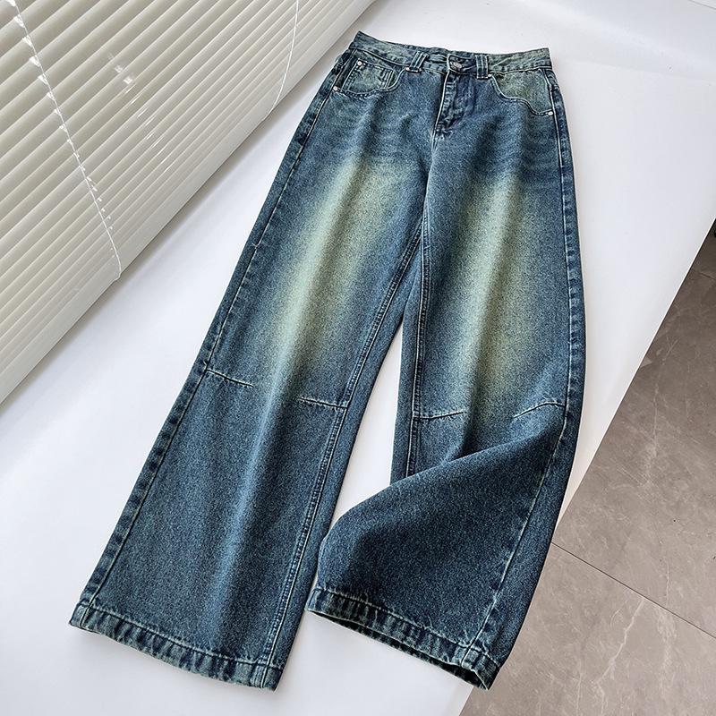 

Женские ретро-синие джинсы с низкой посадкой и широкими штанинами 3012 M морская волна