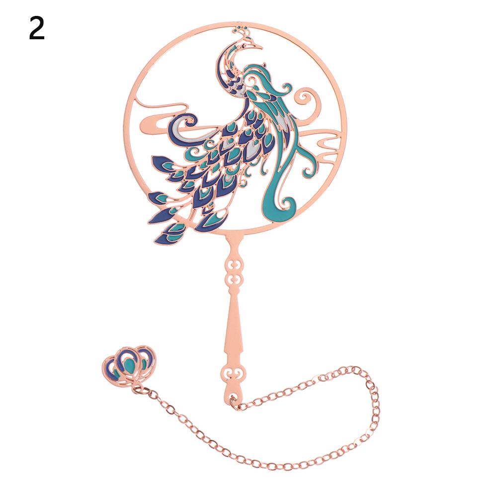 Chinese Style Calligraphy Painting Bookmark Group Fan Book Clip Pagination Mark Metal Tassel Stationery School Office Supplies