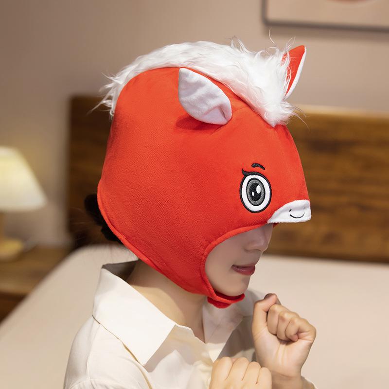 Rozkošná červená maska-klobouk hlavy koně - Kreslená rekvizita pro představení Rok koně