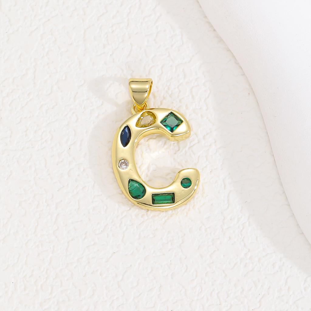 Multicolor Zircon A-Z Letters Pendant Necklace Crystal Water Drop 26 letters Pendant Necklace Gold Plated  Gift for Women