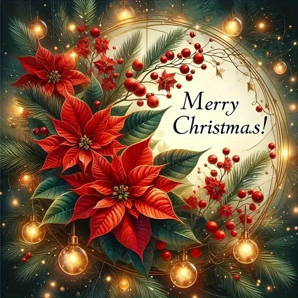 DIY 5D Diamond Painting Christmas Wreath Mosaic Candle Full Drill Embroidery Flower Crafts Art Supplies Unique Gift