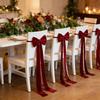 Chair Sash Bow Reusable Chair Back Velvet Bow Universal Wedding Events Banquet Anniversary Bridal Banquet Party Dining Chair Cover Decoration