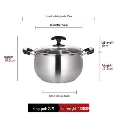 Lilang 22CM Nerezový víceúčelový polévkový hrnec