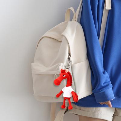 2026 Anno del Cavallo Portachiavi di Peluche Cavallo Nero Distaccato Ornamento Auspicioso Ciondolo Morbido da Borsa per Decorazione di Borsa e Zaino