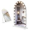Vanity Mirror with 17 LED Lights, Curved Table Top Makeup Mirror, Rotatable Base Makeup Mirror with 10x Magnifying Glass, Touch