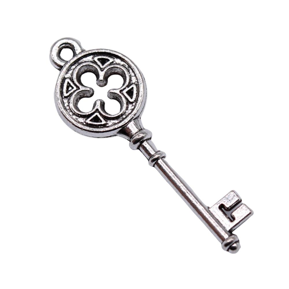 

10шт ключ амулеты амулеты античное серебро цвет цинковый сплав 31X10mm