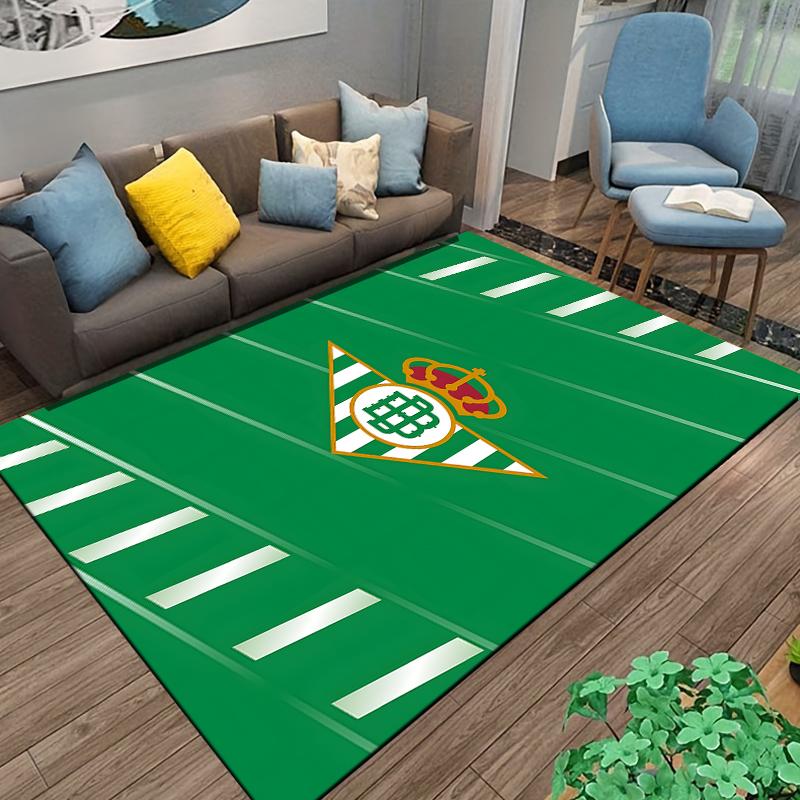 Green Carpet with Crown Emblem Triangular Stripe Pattern Stylish Suitable for Use As an Anti-slip for Living Room Bedroom Sofas